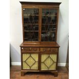 A 19th century mahogany glazed bookcase cabinet, with Greek key moulded cornice, pair of glazed