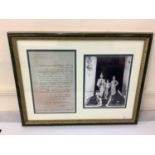 A George VI signed 'Will and Command' to attend the Coronation on 12th May 1911, addressed to