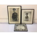 A three quarter-length monochrome photograph of King George VI in military uniform, signed 'George R