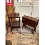 A George III mahogany two-tier square nightstand, together with an Edwardian stained mahogany and