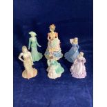 Coalport porcelain figurines from the Beau Monde collection, Clara Yasmin, Laura, Lynette and
