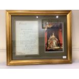 Signed by Queen Victoria, and addressed to 'John Charles' (Wallop),(1767-1853), 3rd Earl of