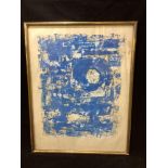 Antal Biro (Hungarian, 1907-1990) Abstract impasto oil study in blue and white, signed and dated '