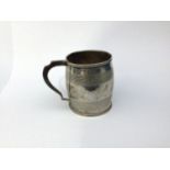 A small George III silver tankard, makers mark slightly rubbed by appears to be by William Bateman