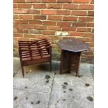 A mahogany four-division Canterbury with single oak-lined base drawer, on brass sabot castors,