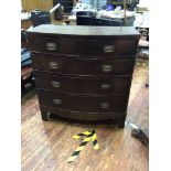 A George III mahogany mule chest with hinged top above two faux drawers and two further drawers with