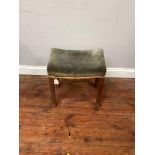 A 'stamped' ERII 1953 Coronation stool with original faded blue velvet stuff-over upholstery, arts &