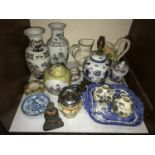 SECTION 19. Mixed ceramics including Oriental vases, plate, pots, blue and white dishes, together