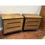 Two x 3-drawer chest of drawers, Stag C range by John and Sylvia Reid c1950; 76 width, 74.5 high,
