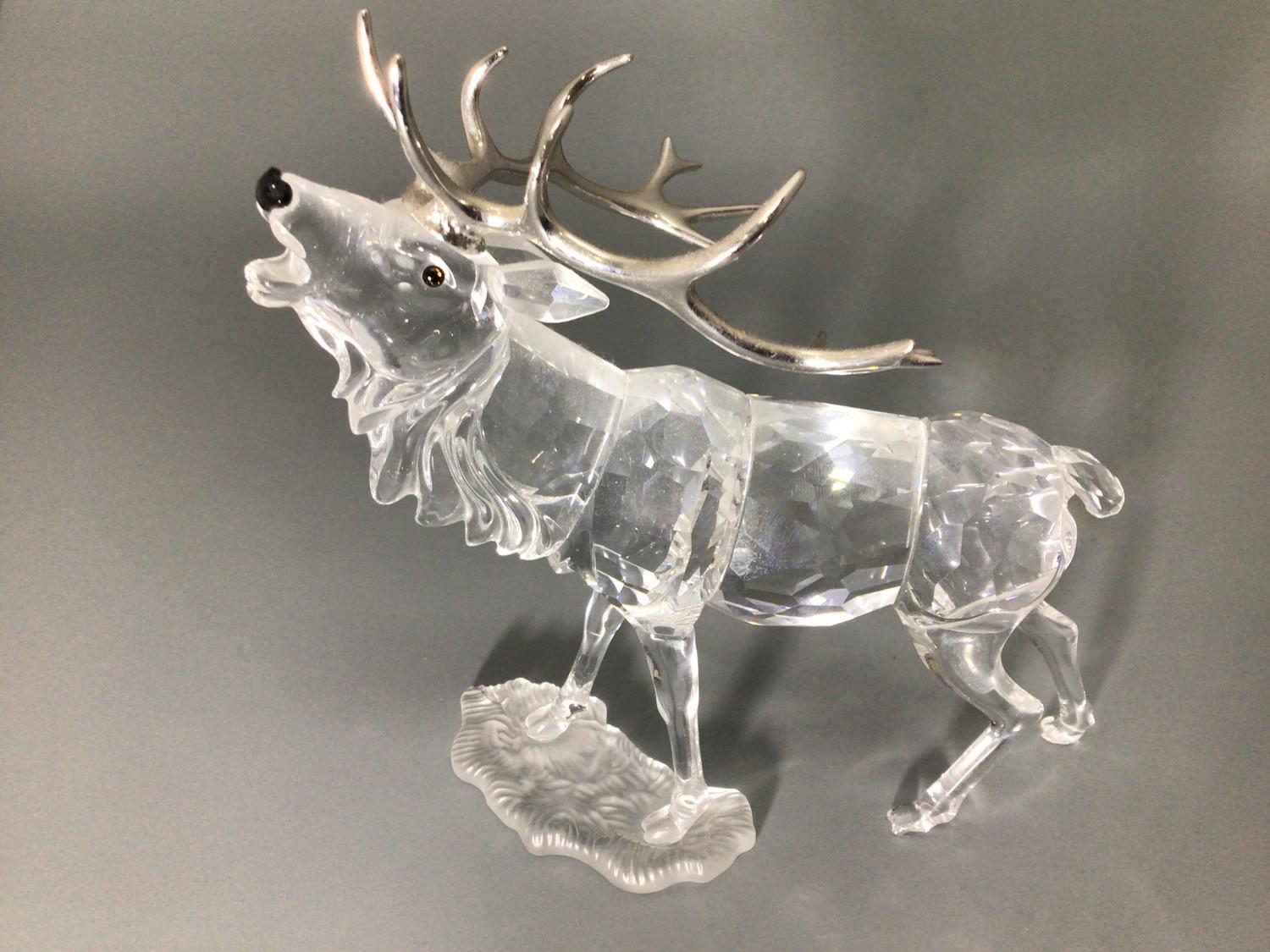 A Swarovski Crystal large figure of a Stag with silvered horns, designed by Adi Stocker, 14cm - Image 3 of 5
