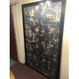A late 18th/early 19th century Chinese silk embroidered panel, appears to be cut down from a