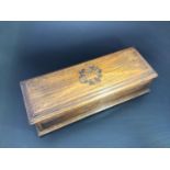 A trinket box of rectangular form, reputably constructed using oak from HMS Victory, the top