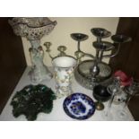 SECTION 15. A mixed lot of ceramics and silver-plate including German porcelain vase and comport,