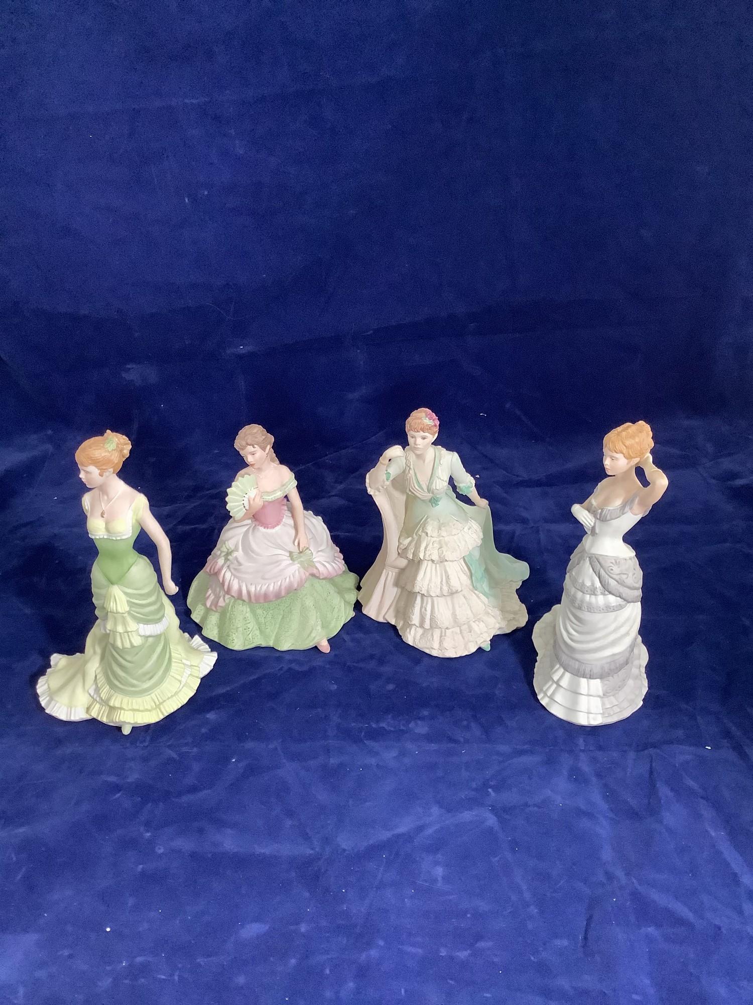 Coalport porcelain figurines from the age of elegance collection, Serenade, Interlude, Grand