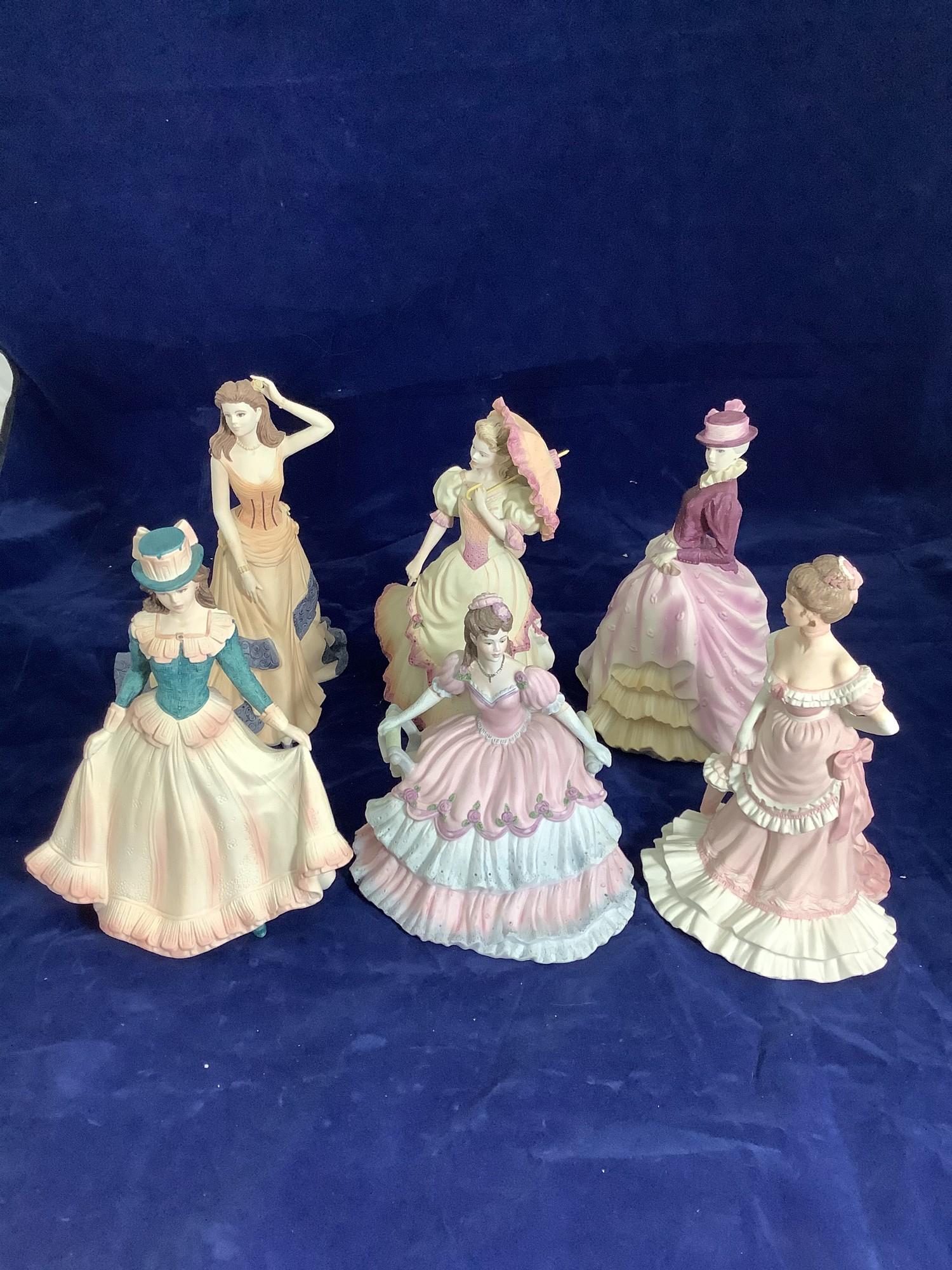 Coalport porcelain figurines from the age of elegance collection, Spring Pageant, Royal Gala,