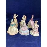 Coalport porcelain figurines from the age of elegance collection, Spring Pageant, Royal Gala,