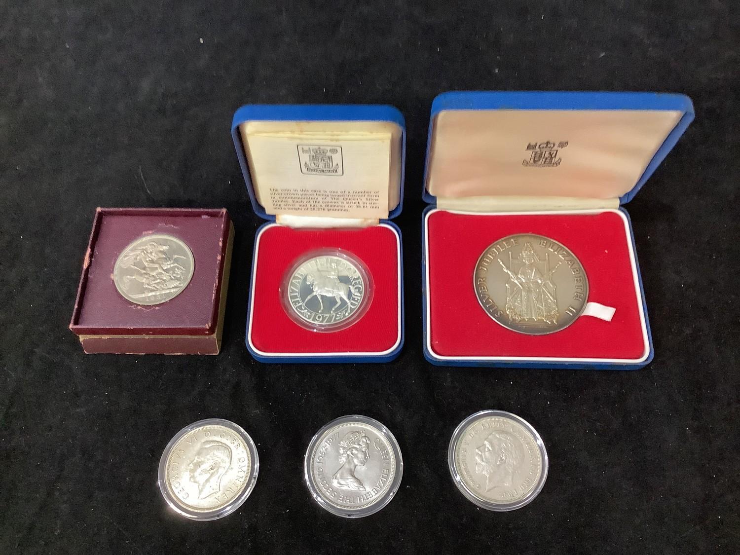 Various commemorative medals including ERII 1977 Silver Jubilee, HM on Throne, 57mm, EF with lustre,