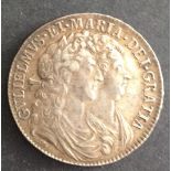 William and Mary 1689 silver halfcrown ' about vf. Has light surface marks on the reverse either