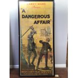 A very large silent movie poster in colour, 'Harry Ward Presents A Dangerous Affair. Distributed