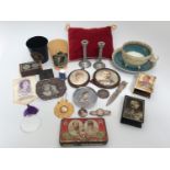 Various British Royal family Royal Collectables including a 9ct gold-framed double photo pendant