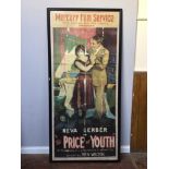 A very large silent movie poster in colour, 'Neva Gerber In The Price of Youth' Presented by Mercury