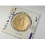 A Queen Victoria 22ct gold Two Pound coin, Jubilee head, dated 1887, George and Dragon rv.