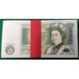 A run of 68 £1 bank notes numbered in sequence from '78B 116258' to '78B 116326. in mint