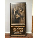 A very large silent movie poster in monochrome, 'Bruce McRae & Gerda Holmes In The Chain