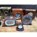 A wooden cased aneroid barometer with silvered dial 'Mark 2 32095/70', together with a Rototherm