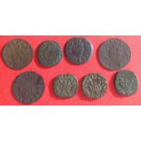 Eight copper farthings from the reign of Charles 1.