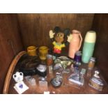 Mixed collectables including various lighters, rubber Mickey Mouse, Portsmouth tailor's coat-