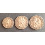 Three silver coins with the conjoined busts of William and Mary ' a 2d, 3d and 4d all dated 1689 and