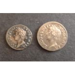 Two James 11 silver Maundy coins ' a 1687 penny (in good very fine) and a 1686 2d (in fine/near very