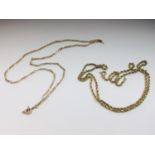 A 9ct yellow gold Figaro chain weighing 2.0 grams, measuring 16 inches in length. Together with a