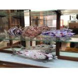 Four various Murano multicoloured glass fish, the longest approx. 60cm