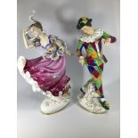 A pair of Royal Doulton porcelain figures 'Harlequin HN2737' and 'Columbine HN2738', modelled by