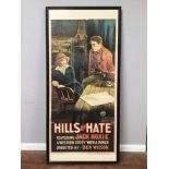 A very large silent movie poster in colour, 'Hills Of Hate Featuring Jack Hoxie. A Western Story