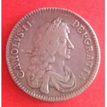 A Charles 11 silver halfcrown, dated 1670, in about fine. SECVNDO.