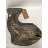 A large zinc-plated copper mould of a classical sea creature, as used for HMS Dolphin, 50cm. (vendor