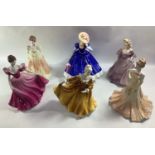 A collection of 6 figurines incorporating Kirsty, figure of the year 1992 Mary by Daulton together