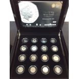 The 40th Anniversary (1969-2009) UK 50p Silver Proof Collection of 16, by The Royal Mint, all