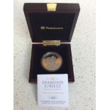 Westminster- Diamond Jubilee 2012 HM Queen Elizabeth II-Jersey Gold Five Pounds, proof struck 22ct