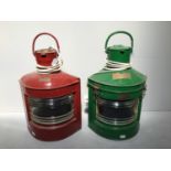 Two various painted ship's lanterns / lights including a Meteorite 'Starboard' lantern and a