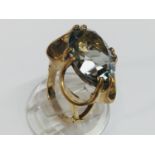 A 9ct yellow gold dress ring, set with a large oval stone possibly citrine measuring 14 x 20mm,