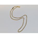 An 18ct yellow gold Spiga link chain, measuring 18 inches in length, weighs 6.3 grams.