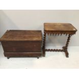 An unusual walnut occasional table, the scalloped apron with turned acorn terminals, barley twist
