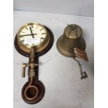 A Staiger Quartz circular Bulkhead clock mounted with brass and copper steam-gauge (given as a