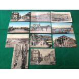 A box containing approximately 850 standard-sized topographical and themed postcards. The photos