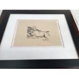 A pencil sketch of a recumbent female nude, signed 'Garland' lower right, mounted, glazed and