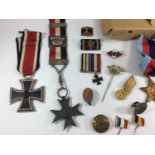 Two Imperial German medals, various Nazi badges and pins together with four WW2 British medals etc